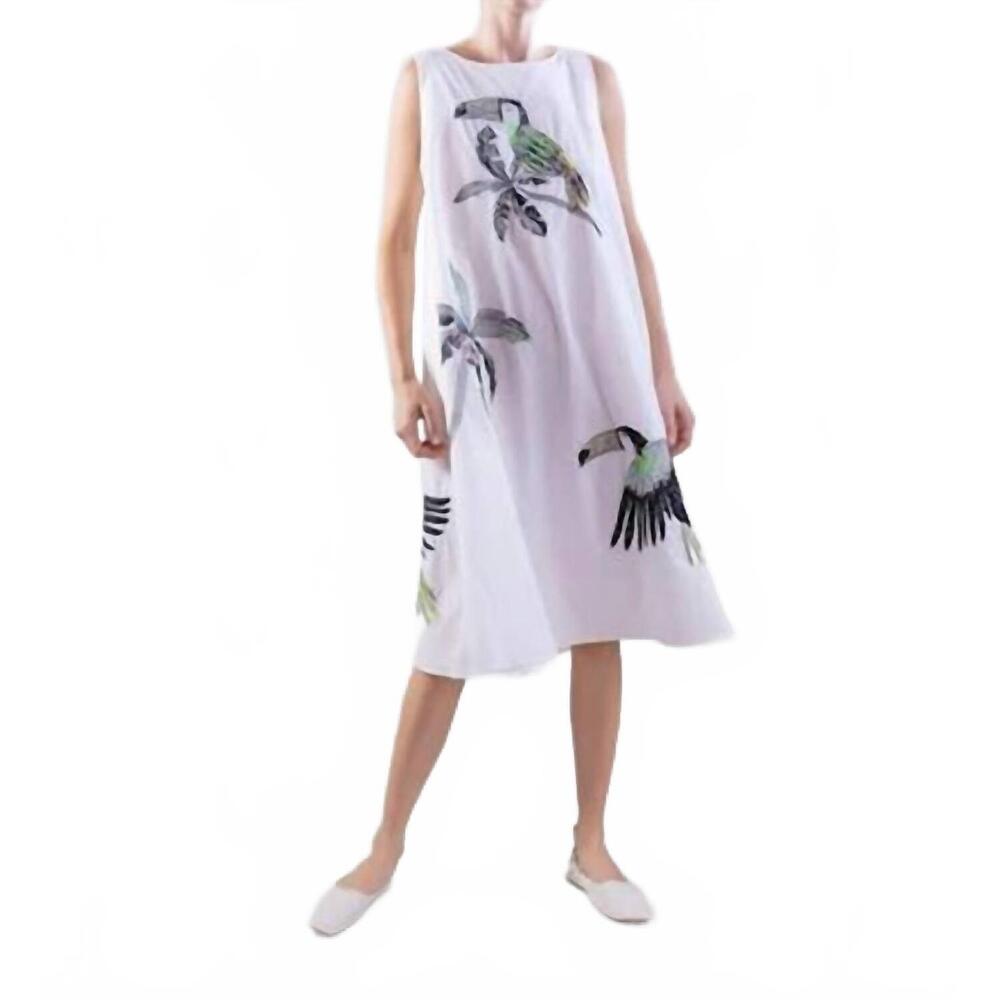 NEW PSOPHIA embroidered bird dress in white